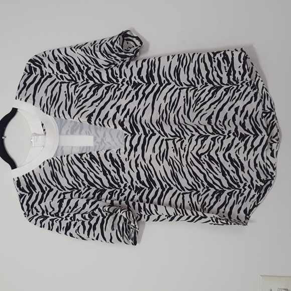 Rebecca Taylor Mesh Zebra Print Top - Picture 1 of 7